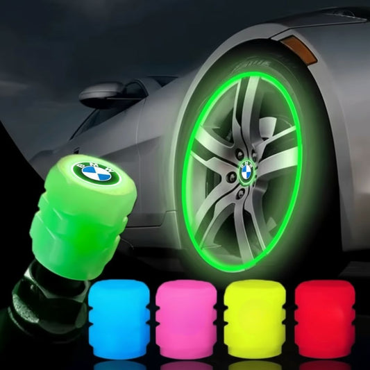4 ks svietiacich viečok na ventily s logom automobilu (univerzálne)